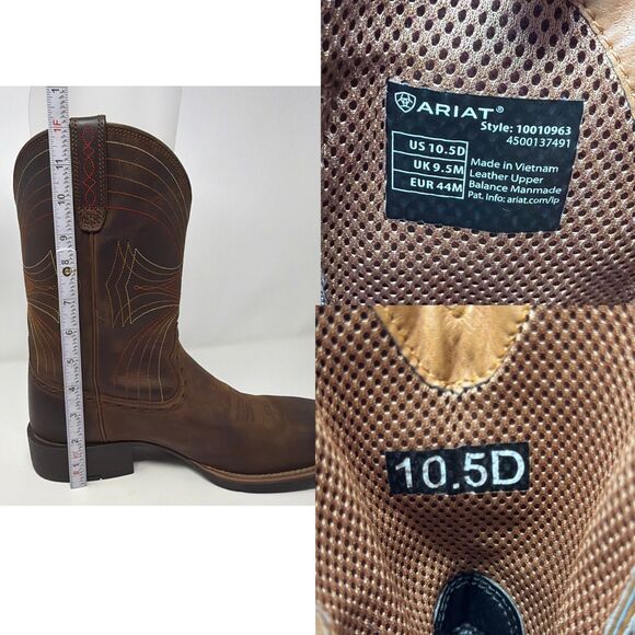 Ariat Sport Western Cowboy Boots Brown Leather Square Toe Men’s 10.5D 10010963 main image 16